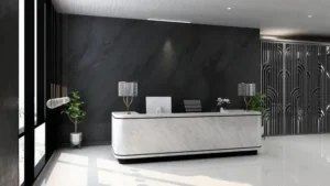 3d render registration room with modern minimalist interior design concept free photo