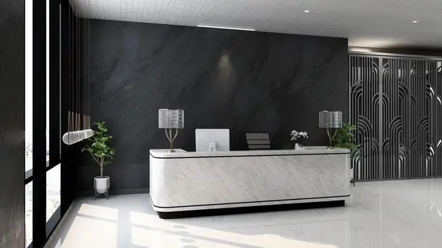 3d render registration room with modern minimalist interior design concept free photo