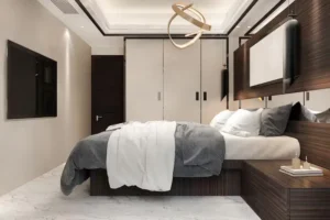 3d rendering luxury modern bedroom suite hotel with tv cabinet 105762 2274