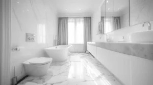 elegant bathroom with marble accents interior design and modern fixtures free photo